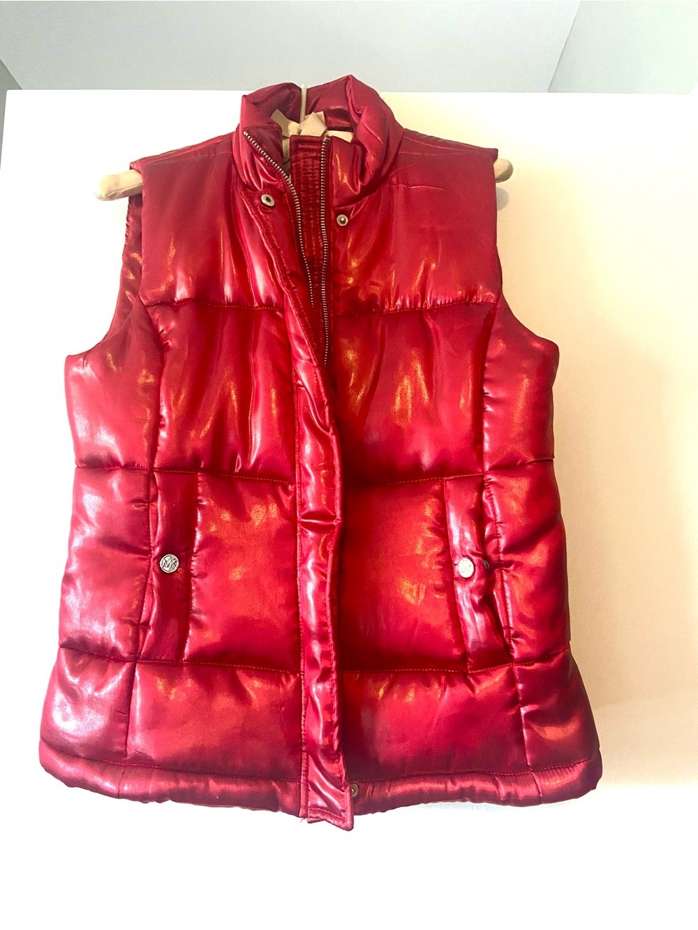 MICHAEL Michael Kors Shiny Red Quilted Puffer Vest